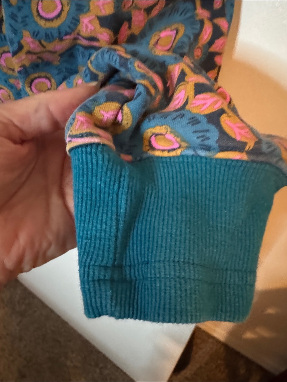 NATURAL LIFE Teal Floral Pattern Crewneck Sweatshirt - Picture 9 of 13